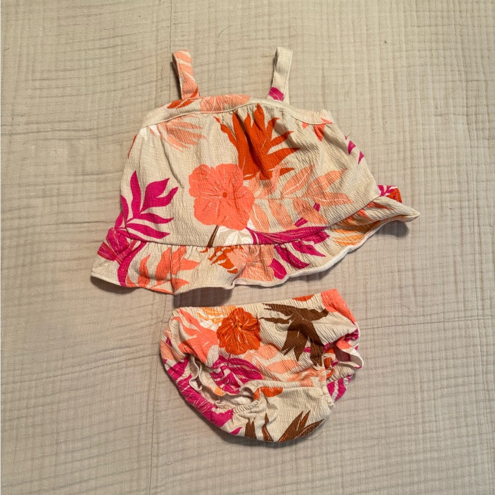 Carter's Floral Diaper Cover Set - Pink and Orange